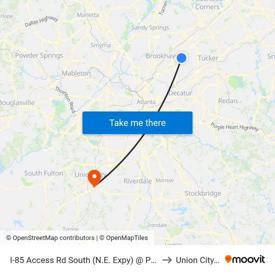 I-85 Access Rd South (N.E. Expy) @ Plaster Rd to Union City, GA map