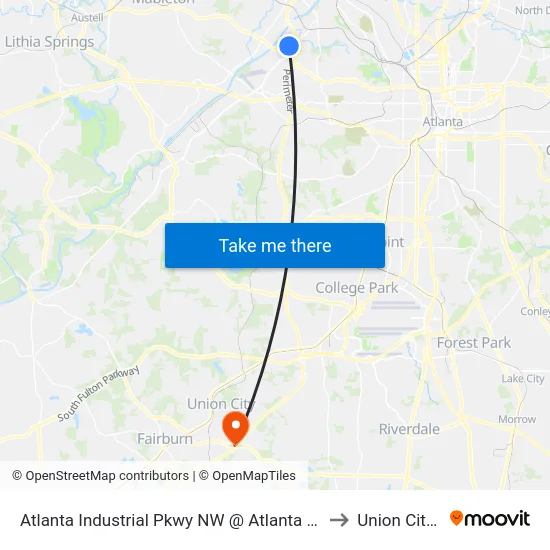 Atlanta Industrial Pkwy NW @ Atlanta Industrial Dr to Union City, GA map