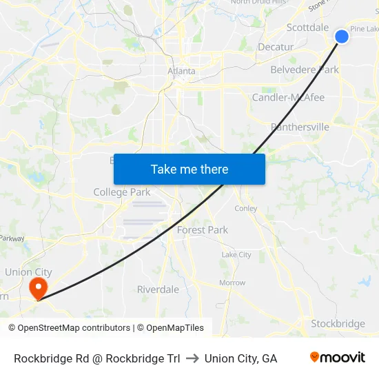 Rockbridge Rd @ Rockbridge Trl to Union City, GA map