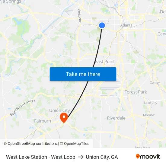 West Lake Station - West Loop to Union City, GA map