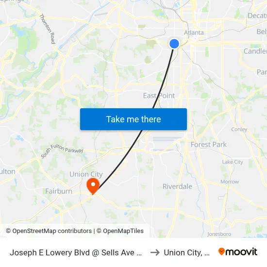 Joseph E Lowery Blvd @ Sells Ave SW to Union City, GA map