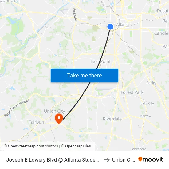 Joseph E Lowery Blvd @ Atlanta Student Movement Blvd to Union City, GA map