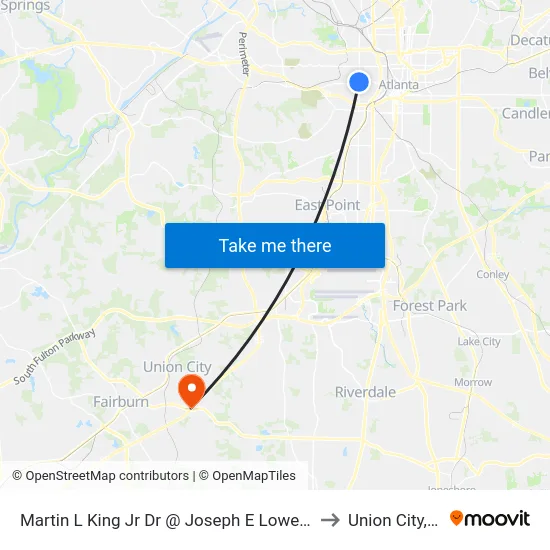 Martin L King Jr Dr @ Joseph E Lowery Blvd to Union City, GA map