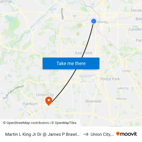 Martin L King Jr Dr @ James P Brawley Dr SW to Union City, GA map