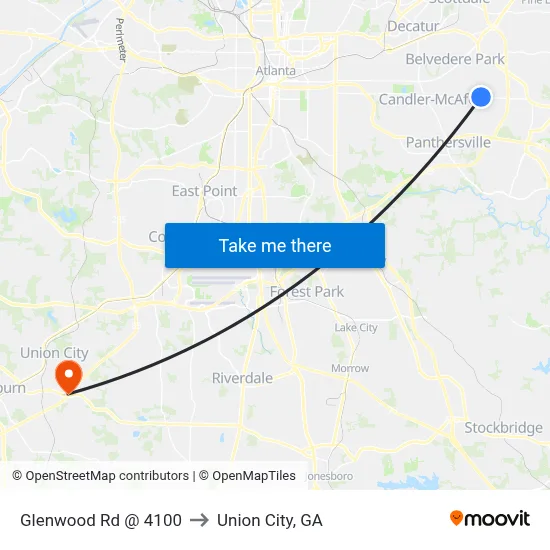 Glenwood Rd @ 4100 to Union City, GA map