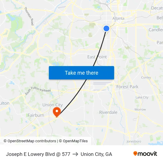 Joseph E Lowery Blvd @ 577 to Union City, GA map