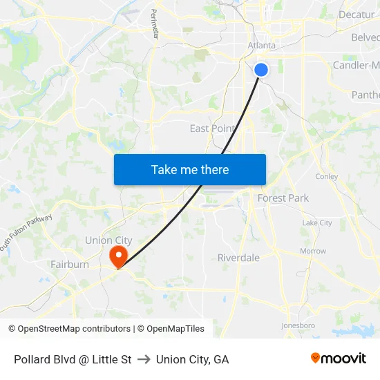 Pollard Blvd @ Little St to Union City, GA map