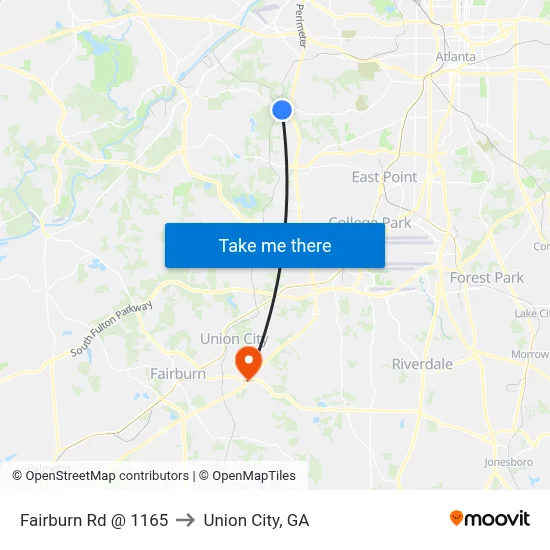 Fairburn Rd @ 1165 to Union City, GA map