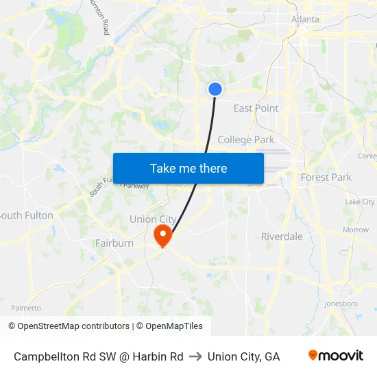 Campbellton Rd SW @ Harbin Rd to Union City, GA map