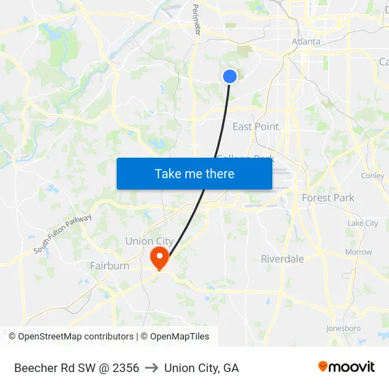 Beecher Rd SW @ 2356 to Union City, GA map