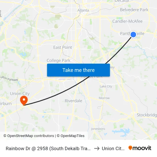 Rainbow Dr @ 2958 (South Dekalb Transfer Point) to Union City, GA map