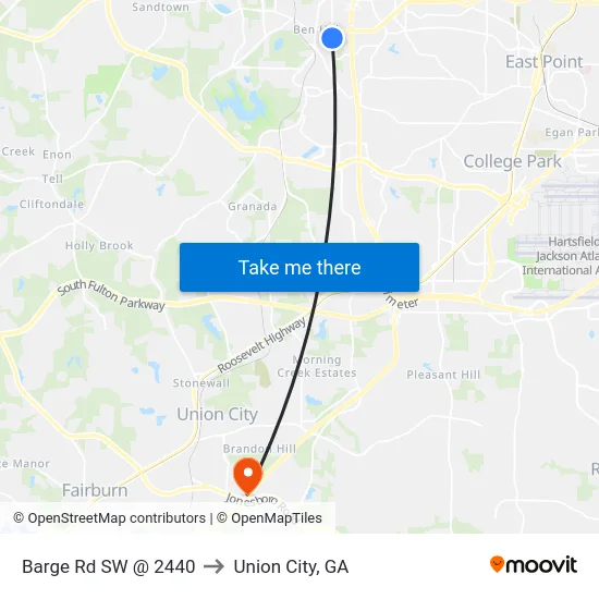 Barge Rd SW @ 2440 to Union City, GA map