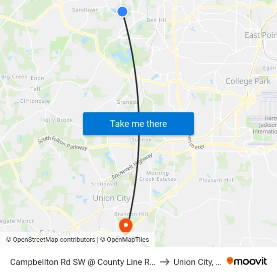Campbellton Rd SW @ County Line Rd SW to Union City, GA map