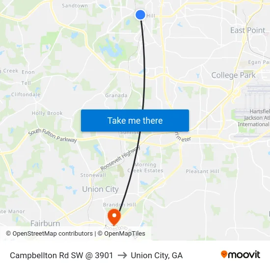 Campbellton Rd SW @ 3901 to Union City, GA map