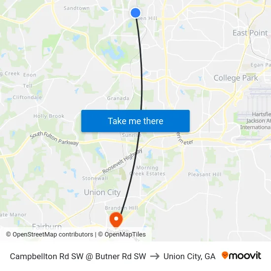 Campbellton Rd SW @ Butner Rd SW to Union City, GA map