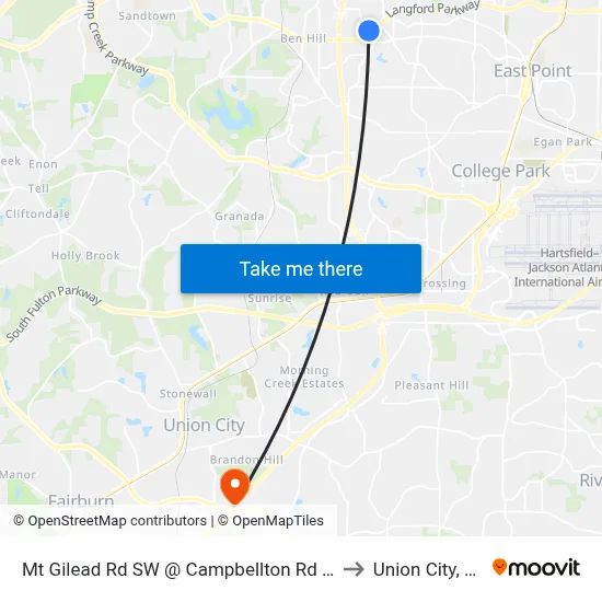 Mt Gilead Rd SW @ Campbellton Rd SW to Union City, GA map
