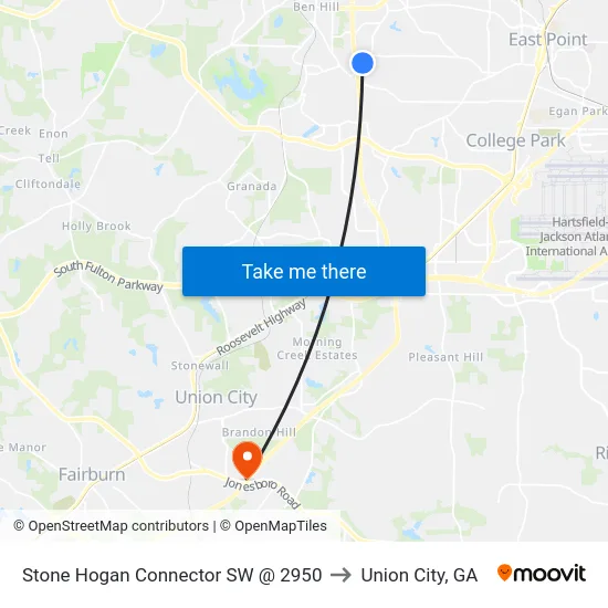 Stone Hogan Connector SW @ 2950 to Union City, GA map