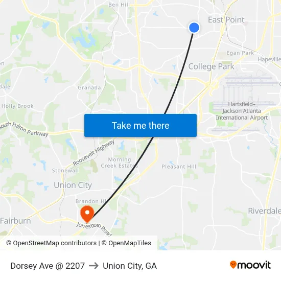 Dorsey Ave @ 2207 to Union City, GA map