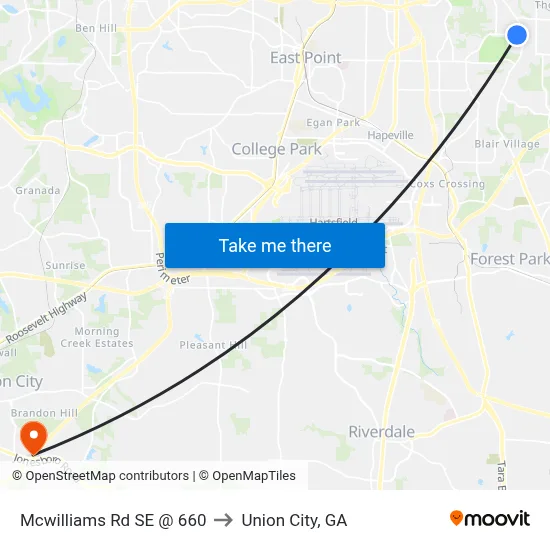 Mcwilliams Rd SE @ 660 to Union City, GA map