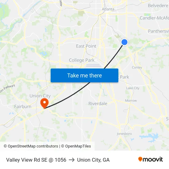 Valley View Rd SE @ 1056 to Union City, GA map