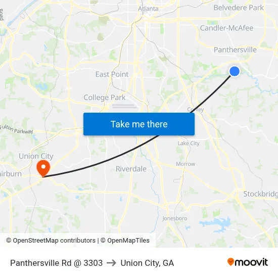 Panthersville Rd @ 3303 to Union City, GA map