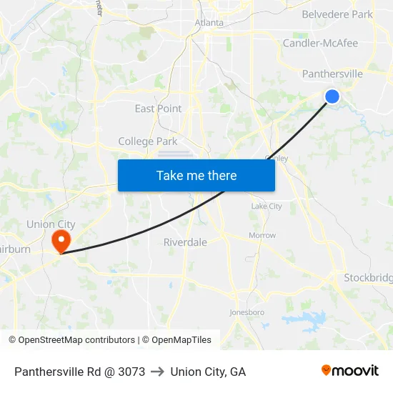 Panthersville Rd @ 3073 to Union City, GA map