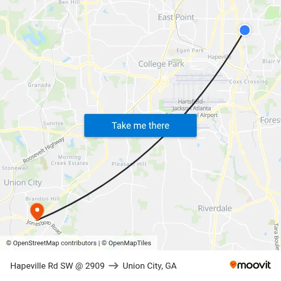 Hapeville Rd SW @ 2909 to Union City, GA map