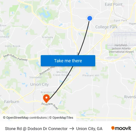 Stone Rd @ Dodson Dr Connector to Union City, GA map