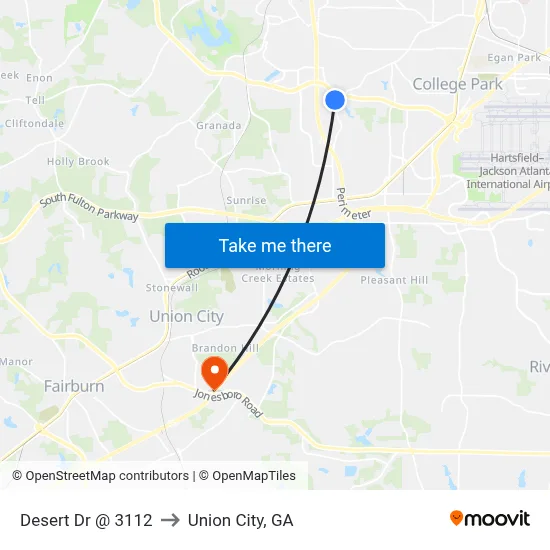 Desert Dr @ 3112 to Union City, GA map