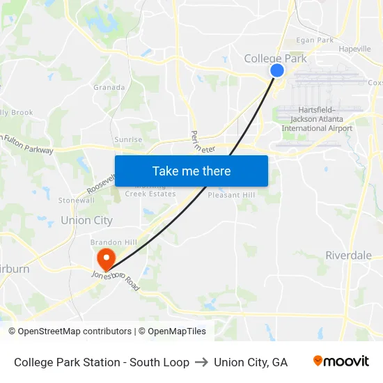 College Park Station - South Loop to Union City, GA map