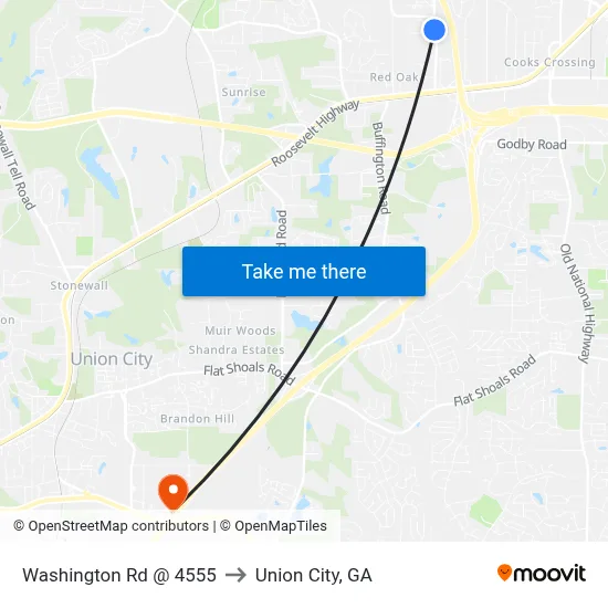 Washington Rd @ 4555 to Union City, GA map