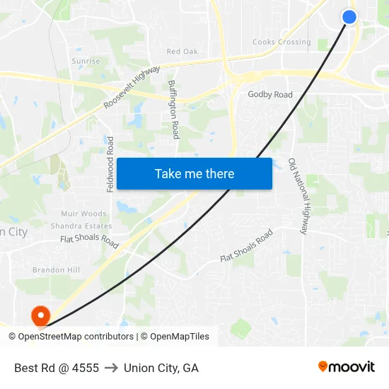 Best Rd @ 4555 to Union City, GA map