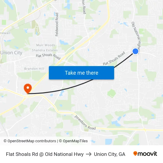 Flat Shoals Rd @ Old National Hwy to Union City, GA map
