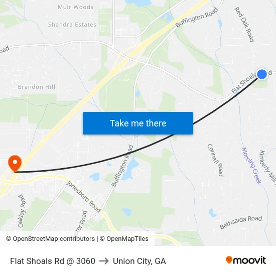 Flat Shoals Rd @ 3060 to Union City, GA map