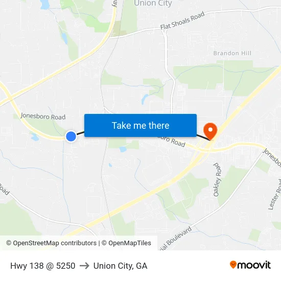 Hwy 138 @ 5250 to Union City, GA map