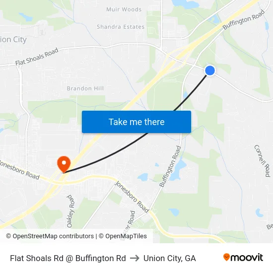 Flat Shoals Rd @ Buffington Rd to Union City, GA map