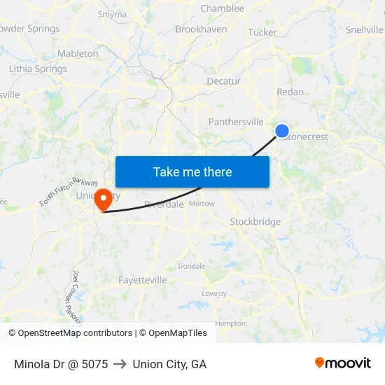 Minola Dr @ 5075 to Union City, GA map