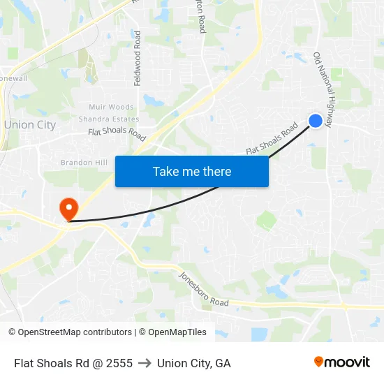 Flat Shoals Rd @ 2555 to Union City, GA map