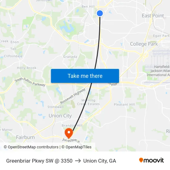 Greenbriar Pkwy SW @ 3350 to Union City, GA map