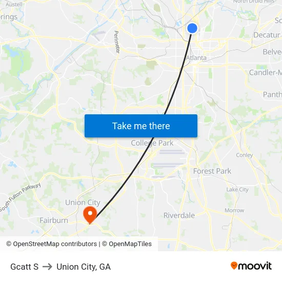 Gcatt S to Union City, GA map