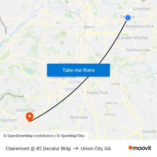 Clairemont @ #2 Decatur Bldg to Union City, GA map