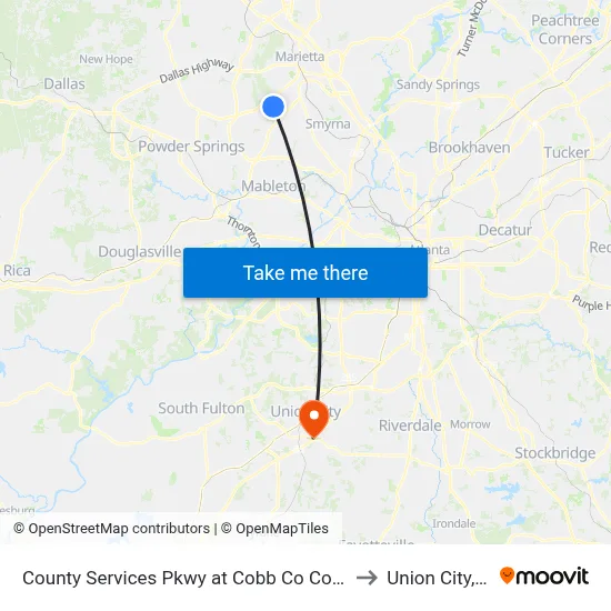 County Services Pkwy at Cobb Co Composti to Union City, GA map