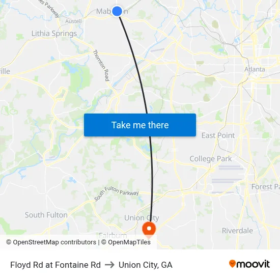 Floyd Rd at Fontaine Rd to Union City, GA map