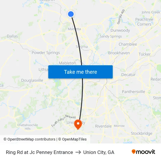 Ring Rd at Jc Penney Entrance to Union City, GA map