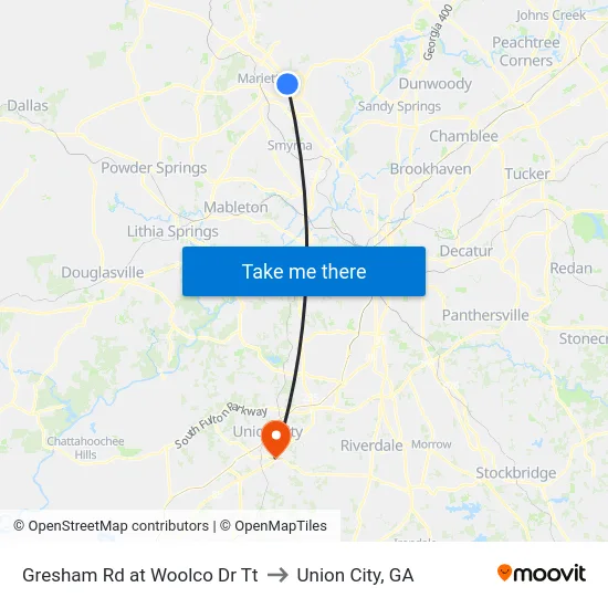 Gresham Rd at Woolco Dr Tt to Union City, GA map