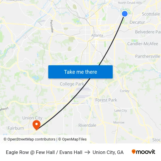 Eagle Row @ Few Hall / Evans Hall to Union City, GA map