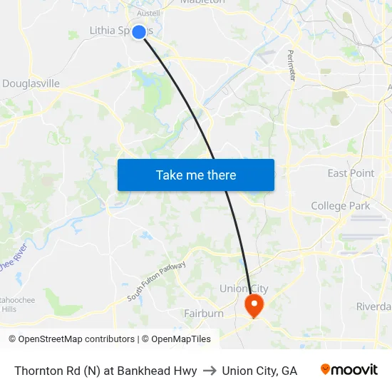 Thornton Rd (N) at Bankhead Hwy to Union City, GA map