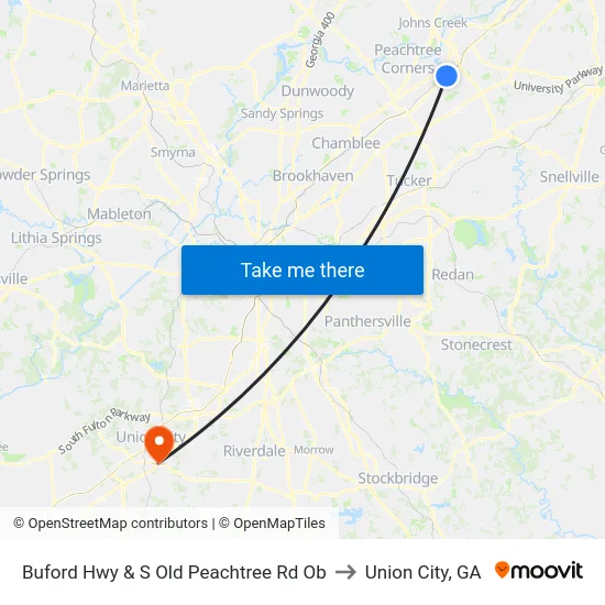 Buford Hwy & S Old Peachtree Rd Ob to Union City, GA map