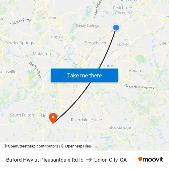 Buford Hwy at Pleasantdale Rd Ib to Union City, GA map