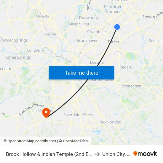 Brook Hollow & Indian Temple (2nd Entran to Union City, GA map
